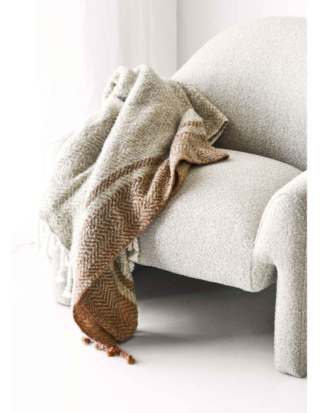 Plaid canapé beige orange à franges 130x180 cm Almora House Nordic - 4