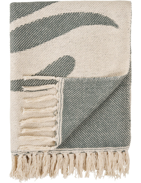 Plaid coton réversible vert sauge et beige 130x180 cm Loni House Nordic - 2