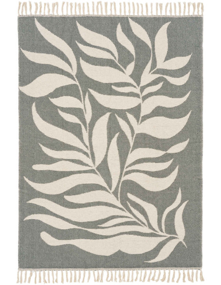 Plaid coton réversible vert sauge et beige 130x180 cm Loni House Nordic - 4