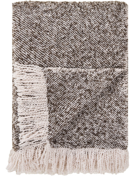 Plaid canapé beige brun à franges 130x180 cm Sira Housevitamin - 1