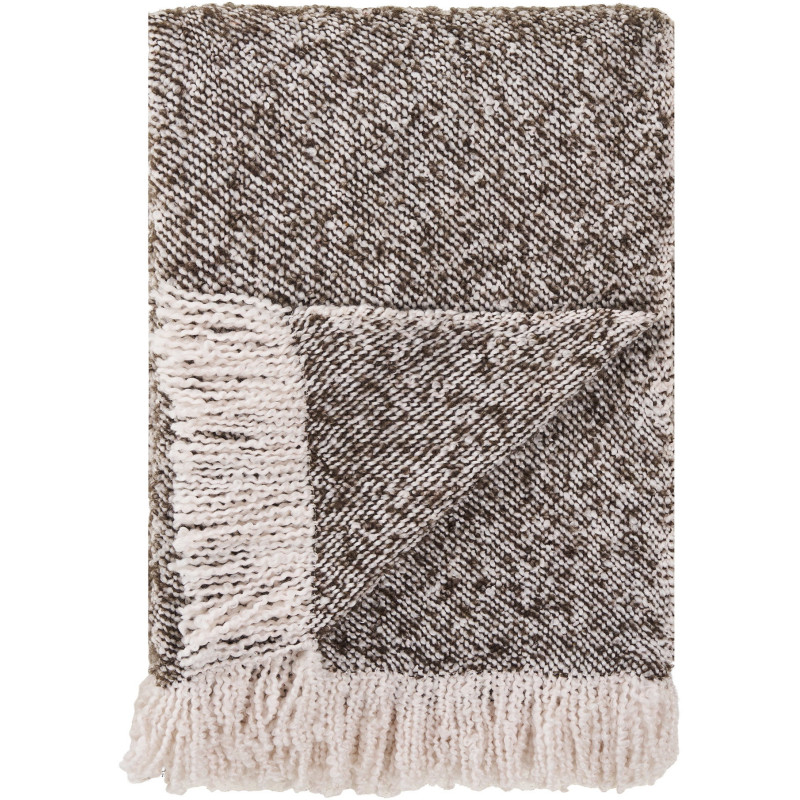 Plaid canapé beige brun à franges 130x180 cm Sira Housevitamin - 1
