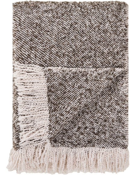Plaid canapé beige brun à franges 130x180 cm Sira Housevitamin - 1