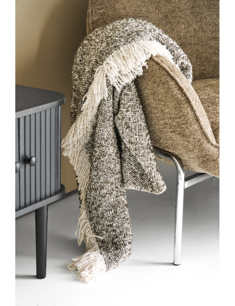 Plaid canapé beige brun à franges 130x180 cm Sira Housevitamin - 2