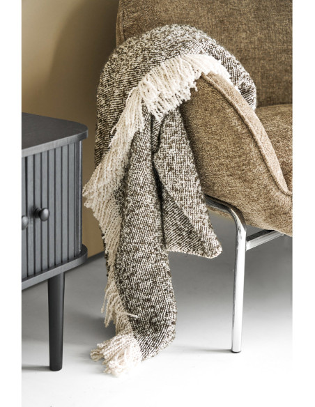 Plaid canapé beige brun à franges 130x180 cm Sira Housevitamin - 2