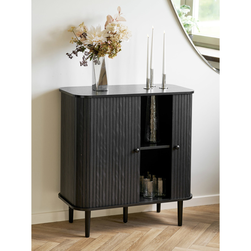 Buffet noir portes coulissantes 80 cm Nikko House Nordic - 2