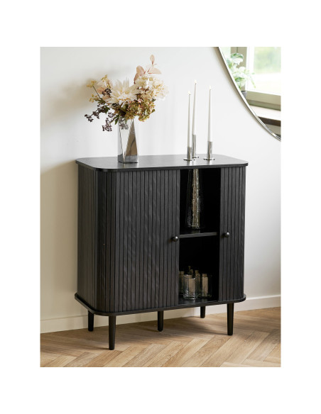 Buffet noir portes coulissantes 80 cm Nikko House Nordic - 2