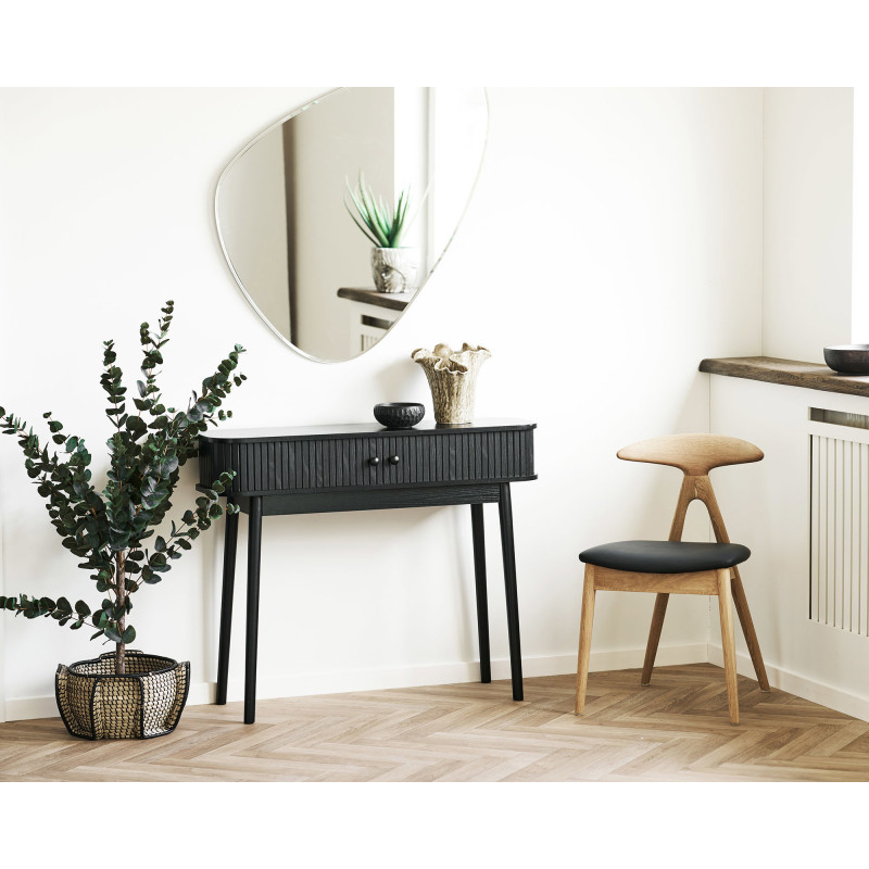 Console d’entrée noire MDF pin portes coulissantes 100 cm Nikko House Nordic - 2