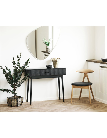 Console d’entrée noire MDF pin portes coulissantes 100 cm Nikko House Nordic - 2
