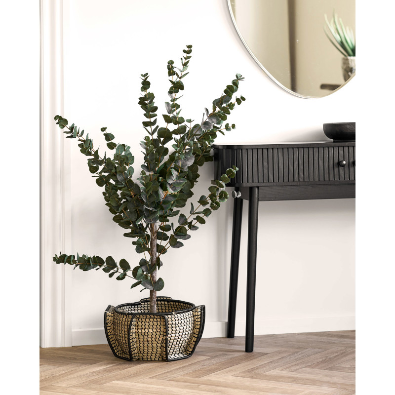 Console d’entrée noire MDF pin portes coulissantes 100 cm Nikko House Nordic - 8