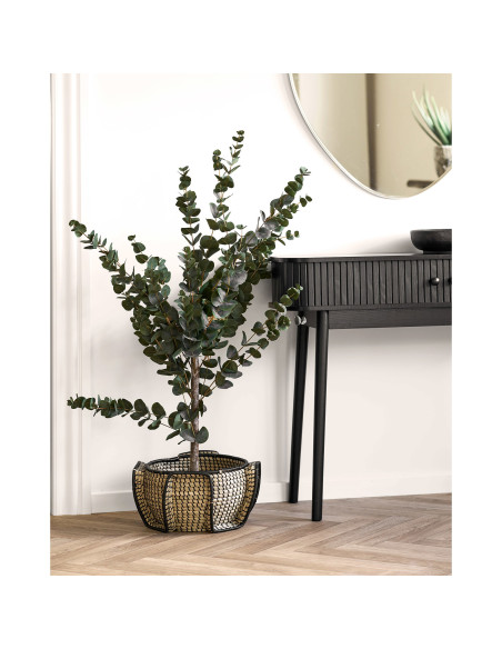 Console d’entrée noire MDF pin portes coulissantes 100 cm Nikko House Nordic - 8