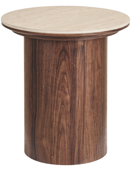 Table d’appoint ronde céramique effet travertin brun 45 cm Delphi House Nordic - 1