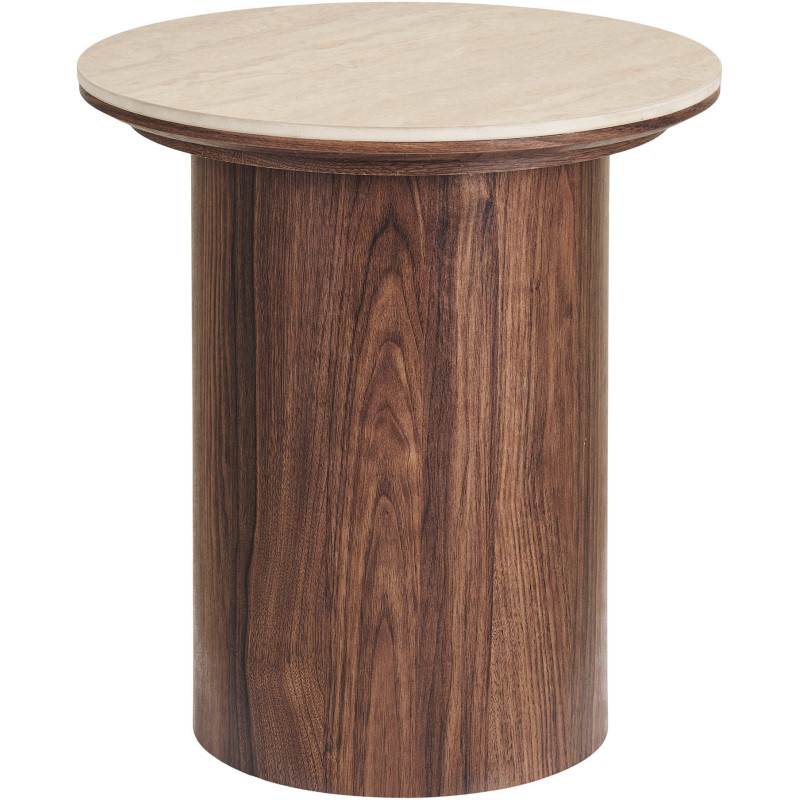 Table d’appoint ronde céramique effet travertin brun 45 cm Delphi House Nordic - 1