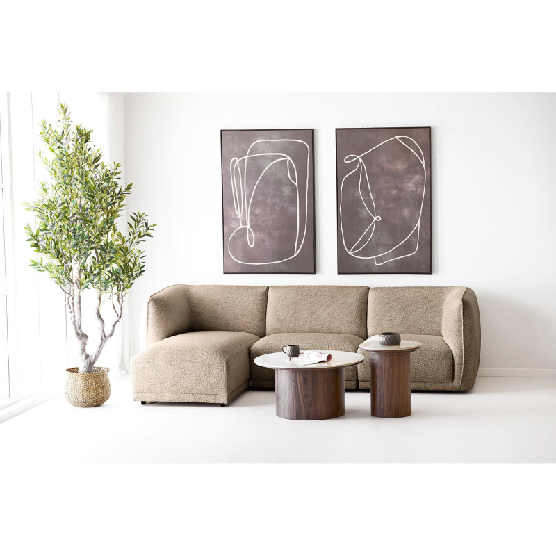 Table d’appoint ronde céramique effet travertin brun 45 cm Delphi House Nordic - 7