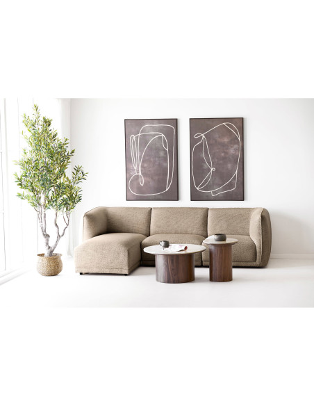 Table d’appoint ronde céramique effet travertin brun 45 cm Delphi House Nordic - 7