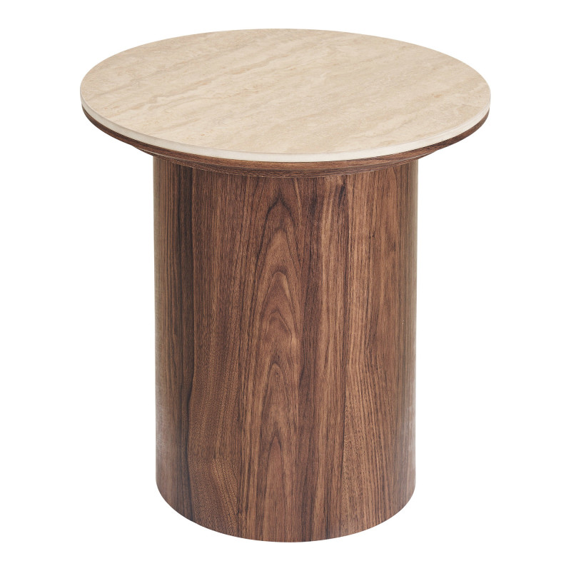 Table d’appoint ronde céramique effet travertin brun 45 cm Delphi House Nordic - 3