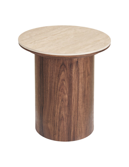 Table d’appoint ronde céramique effet travertin brun 45 cm Delphi House Nordic - 3
