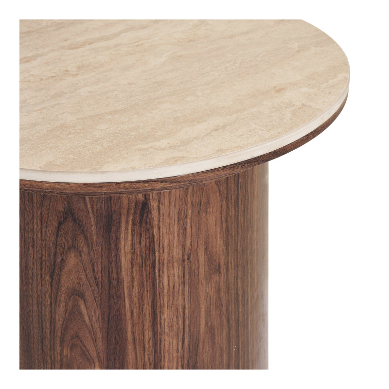 Table d’appoint ronde céramique effet travertin brun 45 cm Delphi House Nordic - 4