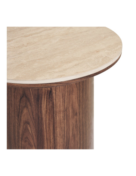 Table d’appoint ronde céramique effet travertin brun 45 cm Delphi House Nordic - 4