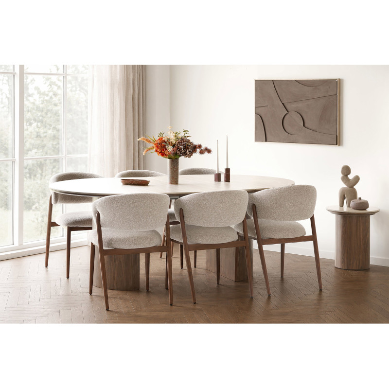 Table d’appoint ronde céramique effet travertin brun 45 cm Delphi House Nordic - 6
