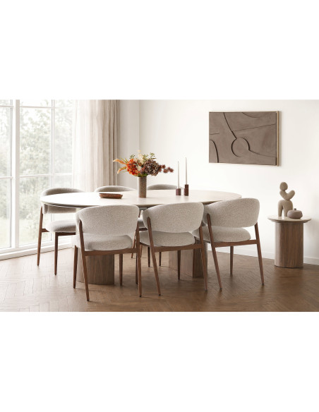 Table d’appoint ronde céramique effet travertin brun 45 cm Delphi House Nordic - 6