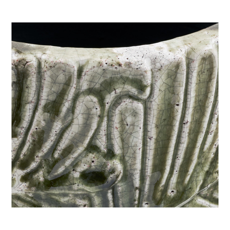 Cache-pot vert en terre cuite relief feuilles 20 cm Halmryka House Nordic - 3