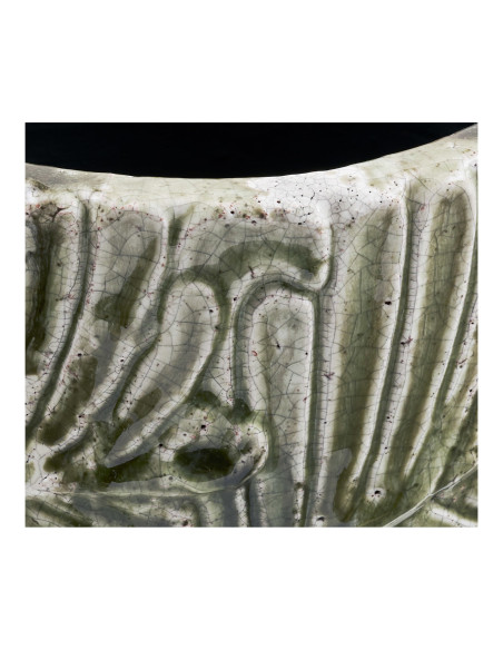 Cache-pot vert en terre cuite relief feuilles 20 cm Halmryka House Nordic - 3