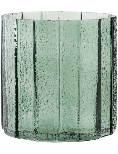 Cache-pot verre vert rainuré 15 cm Lysvane House Nordic - 2