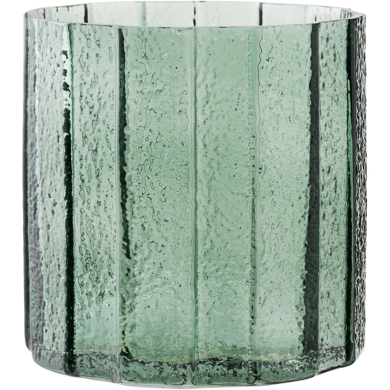 Cache-pot verre vert rainuré 15 cm Lysvane House Nordic - 2