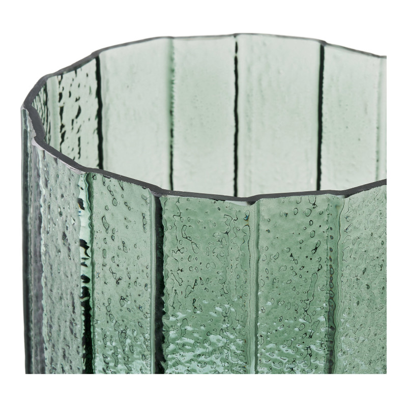 Cache-pot verre vert rainuré 15 cm Lysvane House Nordic - 3