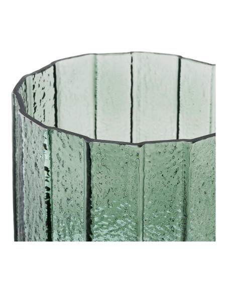 Cache-pot verre vert rainuré 15 cm Lysvane House Nordic - 3