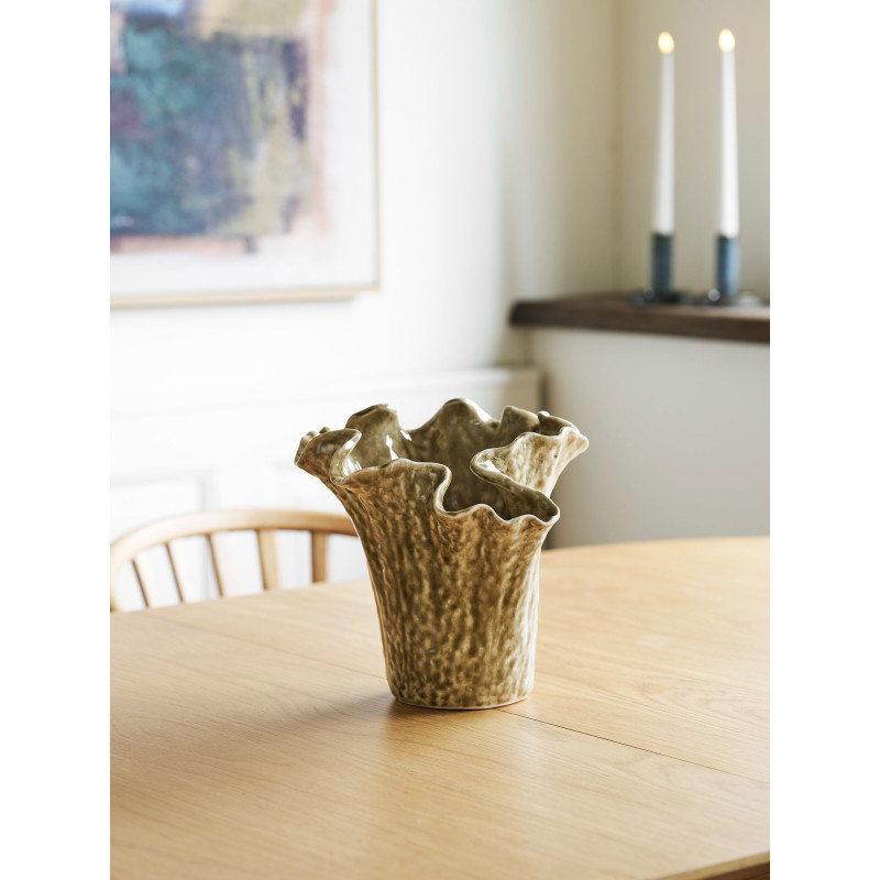 Vase céramique sable ondulé 23,5 cm Fjelloryn House Nordic - 2