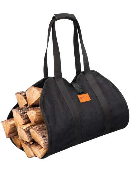 Sac à bûches noir en tissu 49x45 cm Rjukan  - 1