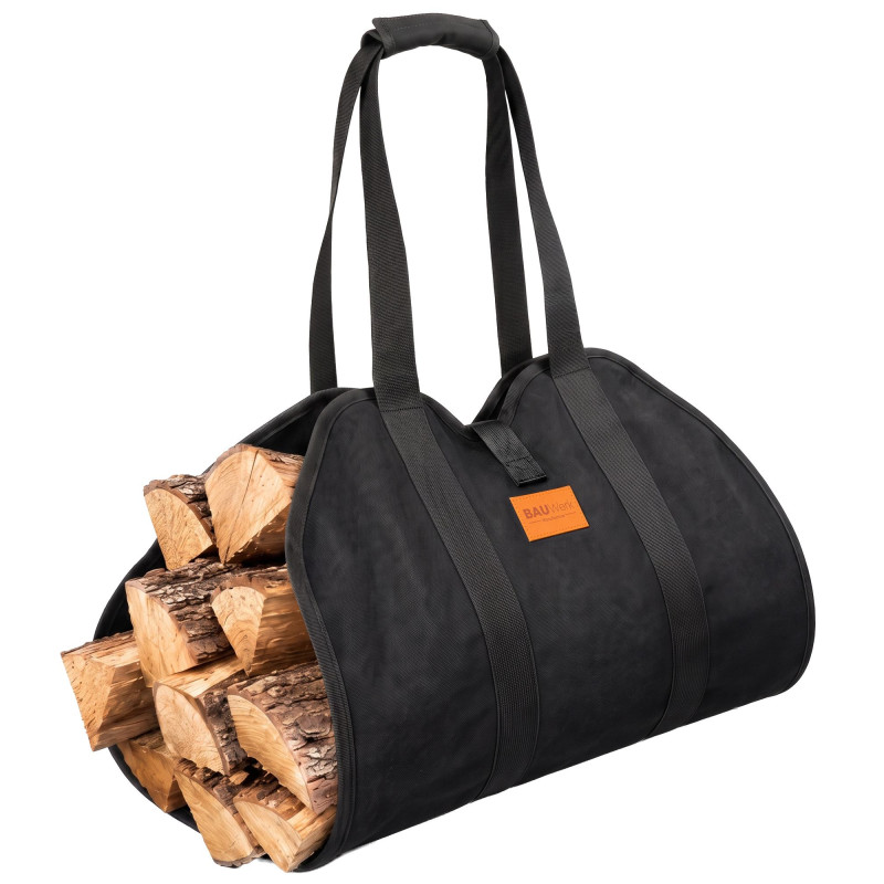 Sac à bûches noir en tissu 49x45 cm Rjukan  - 1
