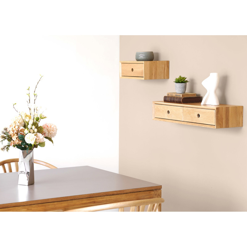 Console murale en chêne laqué avec 2 tiroirs 80x25x15 cm Luzern House Nordic - 5