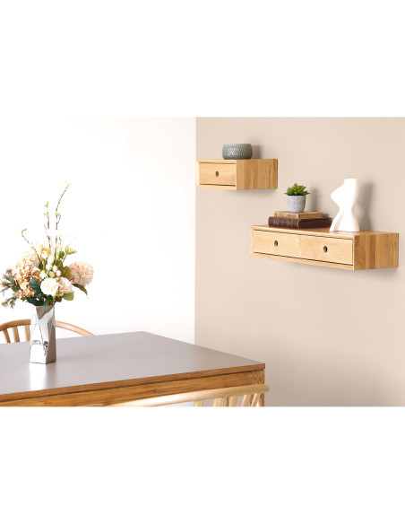Console murale en chêne laqué avec 2 tiroirs 80x25x15 cm Luzern House Nordic - 5