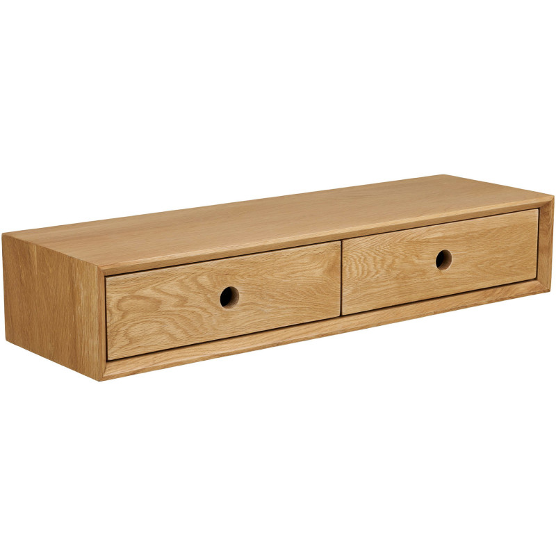 Console murale en chêne laqué avec 2 tiroirs 80x25x15 cm Luzern House Nordic - 1