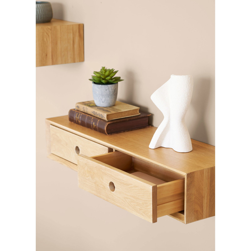 Console murale en chêne laqué avec 2 tiroirs 80x25x15 cm Luzern House Nordic - 2