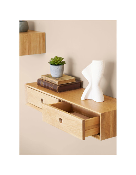 Console murale en chêne laqué avec 2 tiroirs 80x25x15 cm Luzern House Nordic - 2