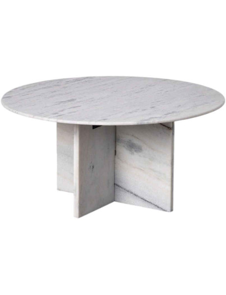 Table basse ronde pierre naturelle blanche 100x100x48 cm Estremoz Ixia - 1