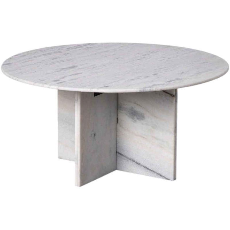 Table basse ronde pierre naturelle blanche 100x100x48 cm Estremoz Ixia - 1