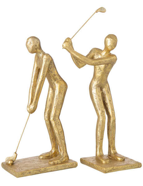 Lot de 2 sculptures golfeurs dorées polyrésine 15,5x10,5x35 cm Dornoch J-Line - 1