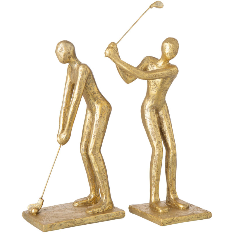 Lot de 2 sculptures golfeurs dorées polyrésine 15,5x10,5x35 cm Dornoch J-Line - 1