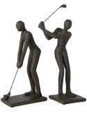 Lot de 2 sculptures de golfeurs noires en polyrésine 15,5x10,5x35 cm Dornoch