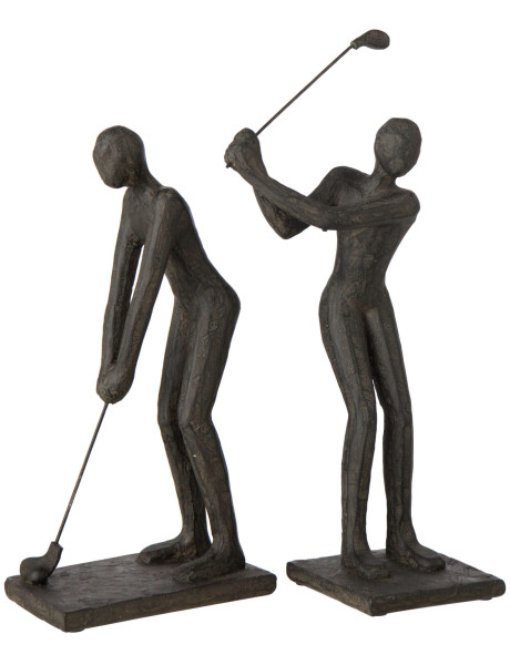 Lot de 2 sculptures de golfeurs noires en polyrésine 15,5x10,5x35 cm Dornoch J-Line - 1