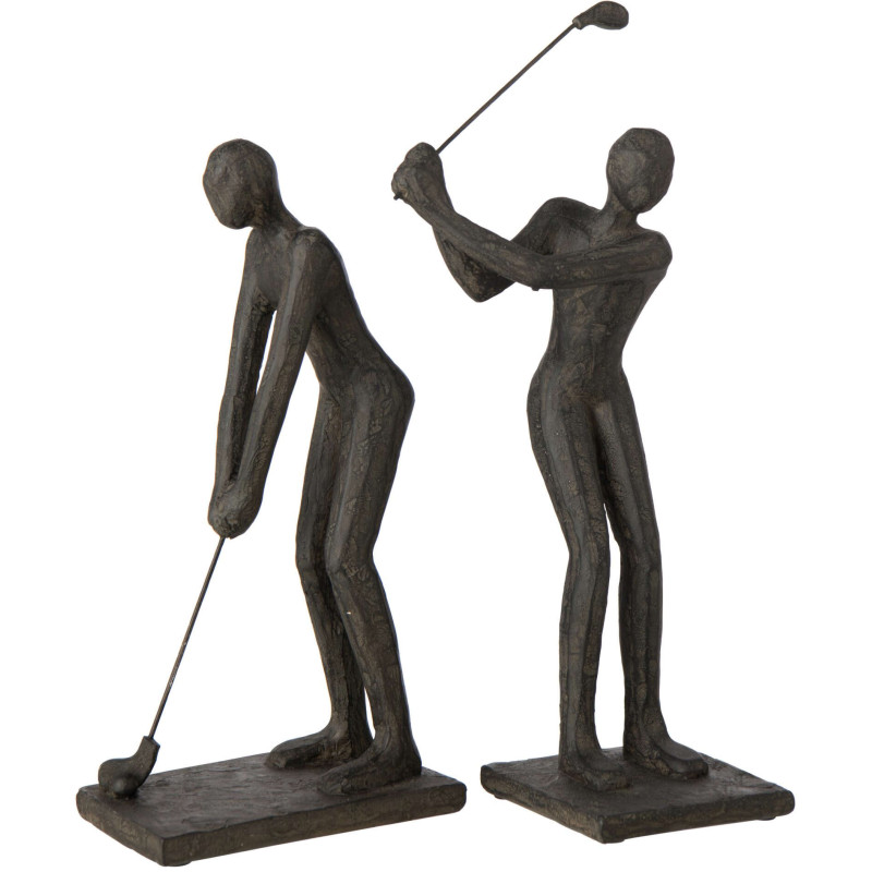 Lot de 2 sculptures de golfeurs noires en polyrésine 15,5x10,5x35 cm Dornoch J-Line - 1