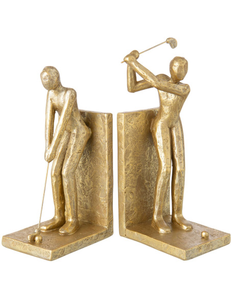 Set de 2 serre-livres golfeurs dorés polyrésine 27x11x30 cm Dornoch J-Line - 1
