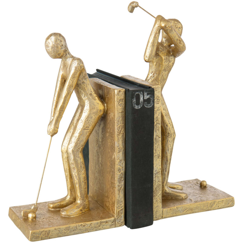 Set de 2 serre-livres golfeurs dorés polyrésine 27x11x30 cm Dornoch J-Line - 2