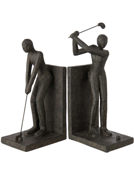 Set de 2 serre-livres golfeurs noirs polyrésine 27x11x30 cm Dornoch J-Line - 1
