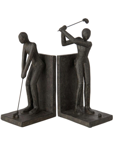 Set de 2 serre-livres golfeurs noirs polyrésine 27x11x30 cm Dornoch J-Line - 1