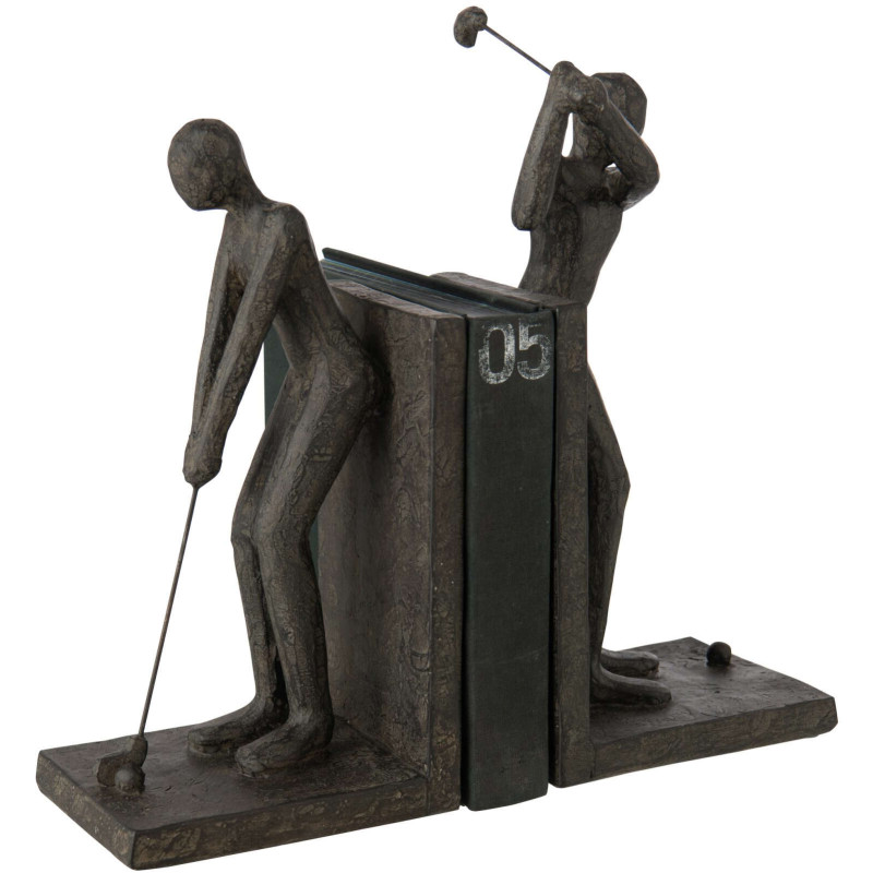 Set de 2 serre-livres golfeurs noirs polyrésine 27x11x30 cm Dornoch J-Line - 2